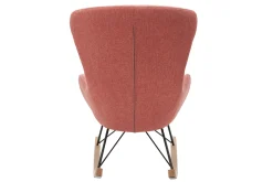 Rocking chair scandinave en tissu effet velours texturé terracotta, métal noir et bois clair ESKUA