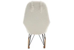 Rocking chair scandinave en tissu effet peau de mouton blanc, métal noir et bois clair JHENE