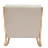Rocking chair scandinave en tissu effet velours beige et bois clair massif DERRY