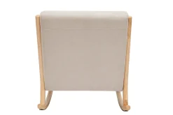 Rocking chair scandinave en tissu effet velours beige et bois clair massif DERRY