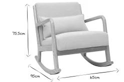 Rocking chair scandinave en tissu effet velours beige et bois clair massif DERRY