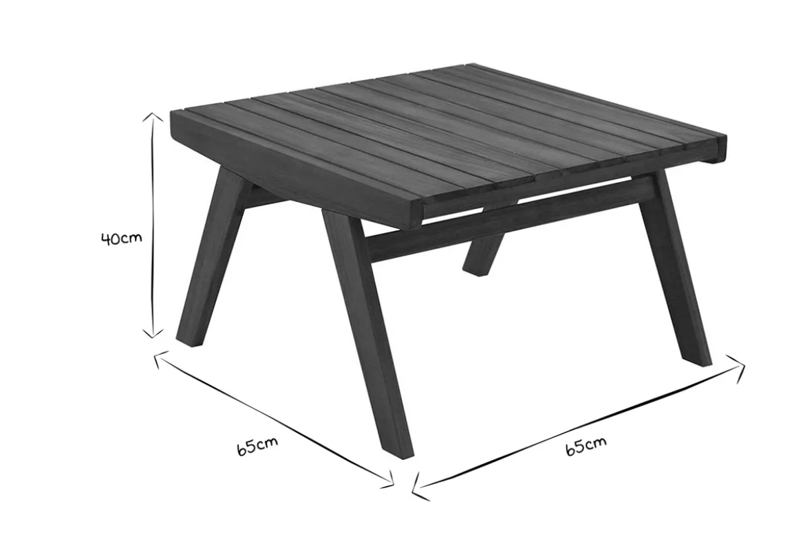 Salon de jardin banc 2 places et table basse en bois massif TIDAK