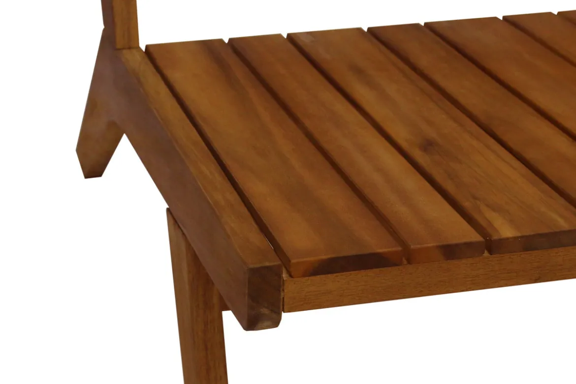 Salon de jardin banc 2 places et table basse en bois massif TIDAK