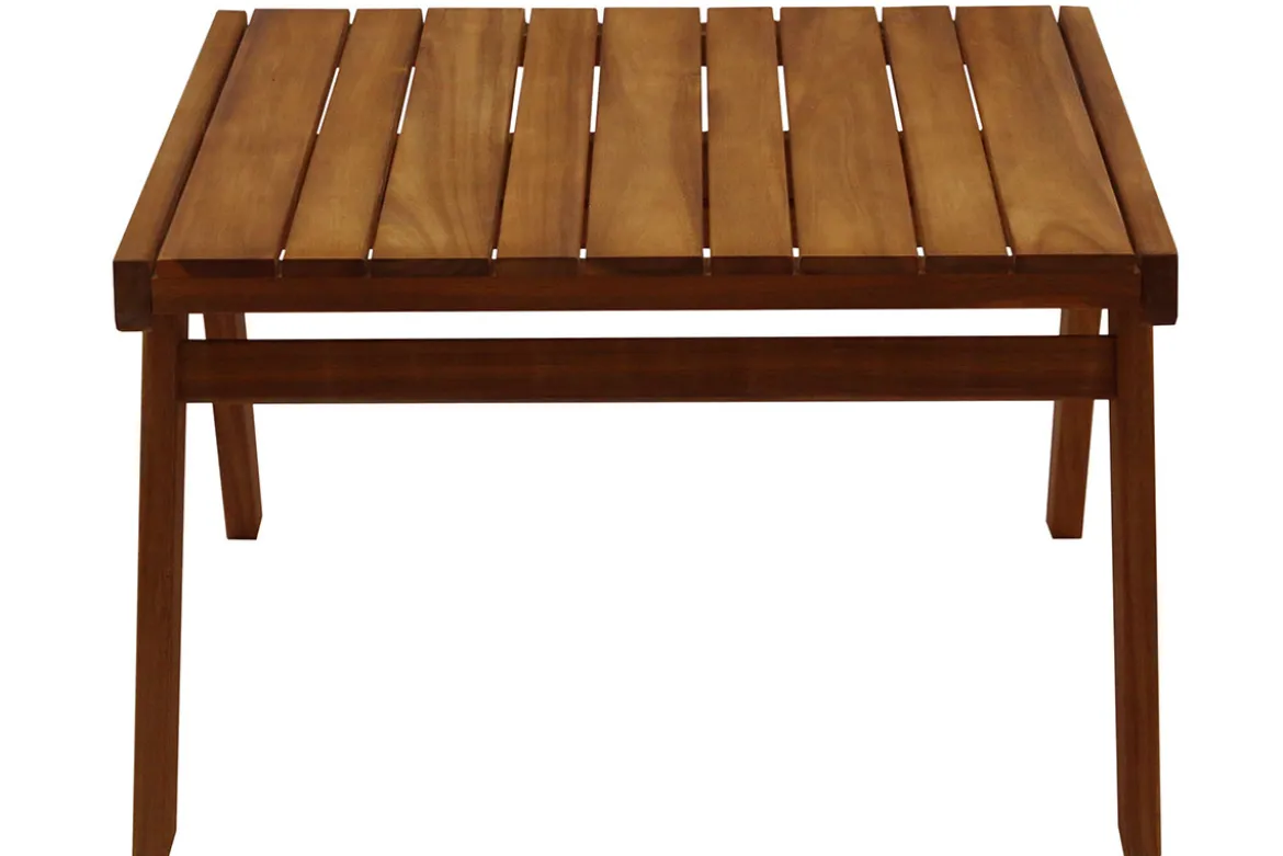 Salon de jardin banc 2 places et table basse en bois massif TIDAK