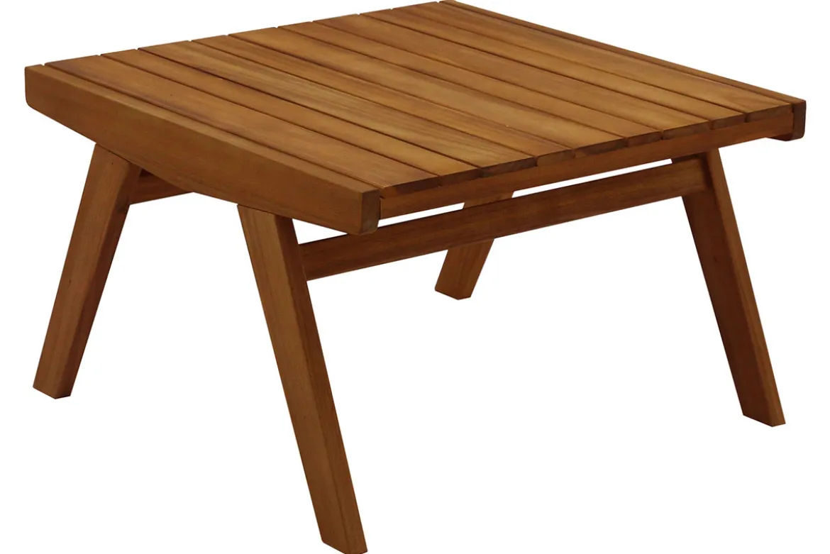 Salon de jardin banc 2 places et table basse en bois massif TIDAK