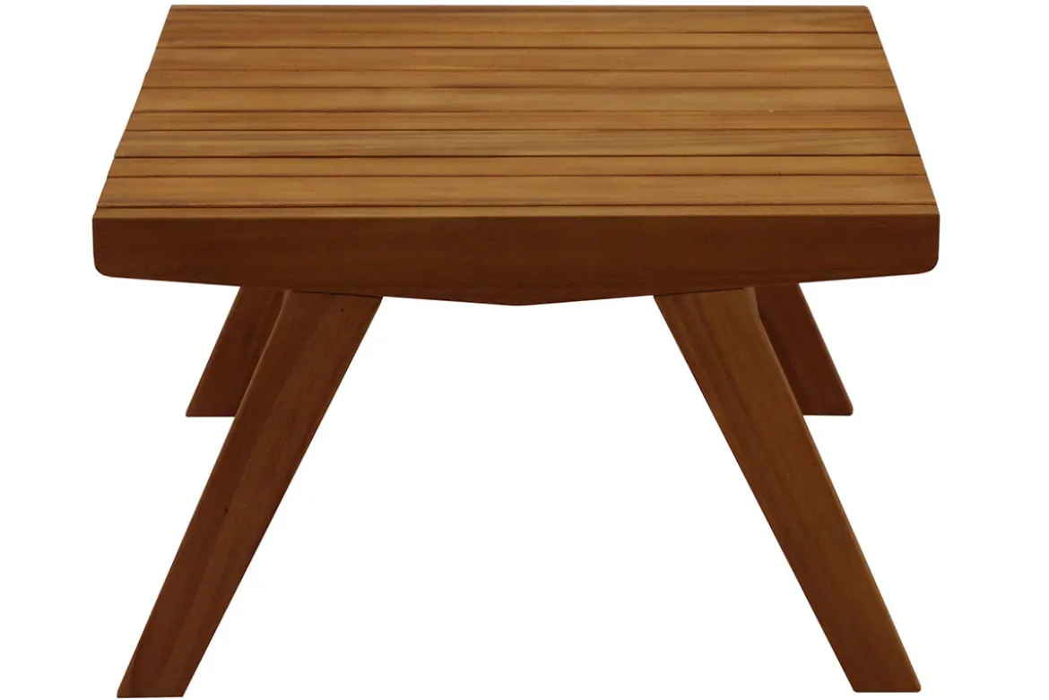 Salon de jardin banc 2 places et table basse en bois massif TIDAK