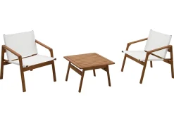 Salon de jardin blanc et bois massif PADANG