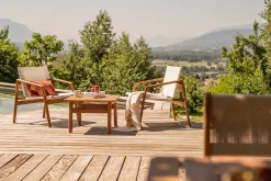 Salon de jardin blanc et bois massif PADANG