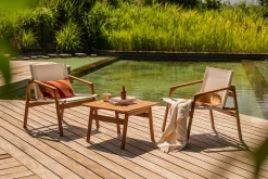 Salon de jardin blanc et bois massif PADANG