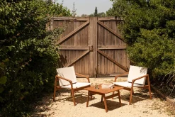 Salon de jardin blanc et bois massif PADANG