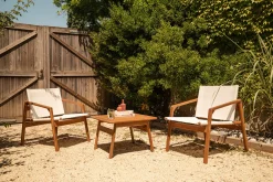 Salon de jardin blanc et bois massif PADANG