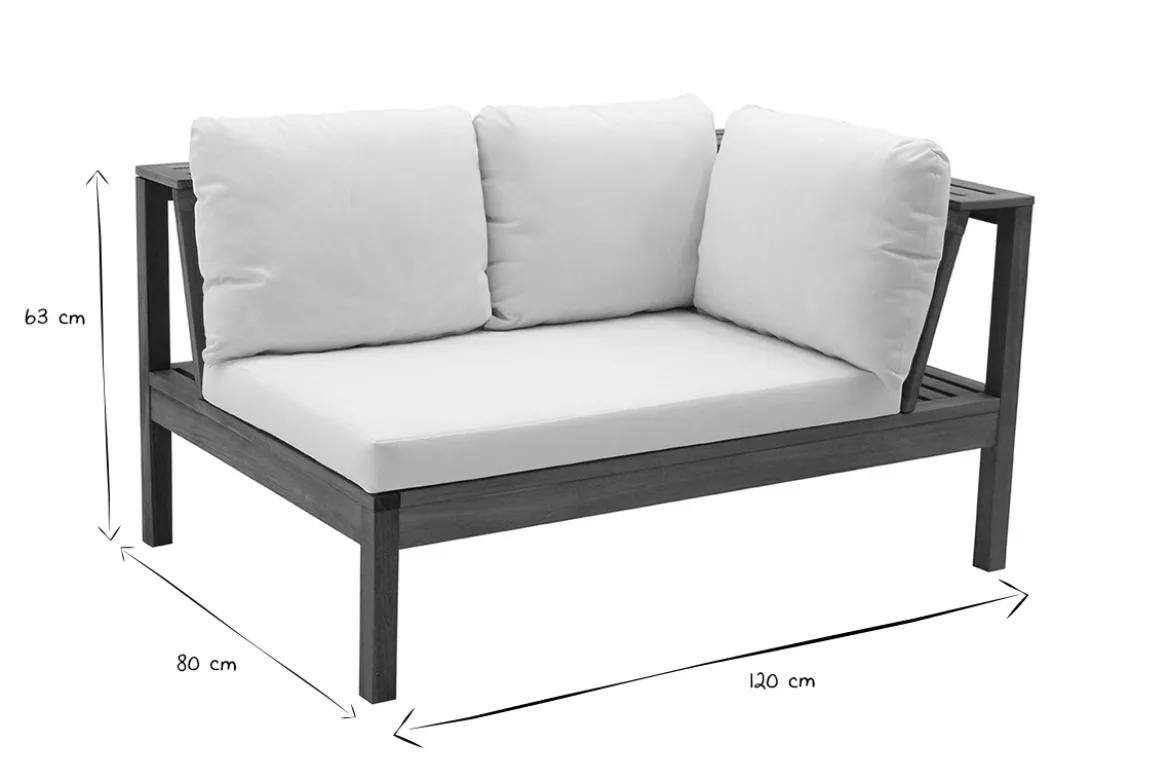 Salon de jardin d'angle 6 places en bois massif avec coussins déhoussables beige naturel BELIZE