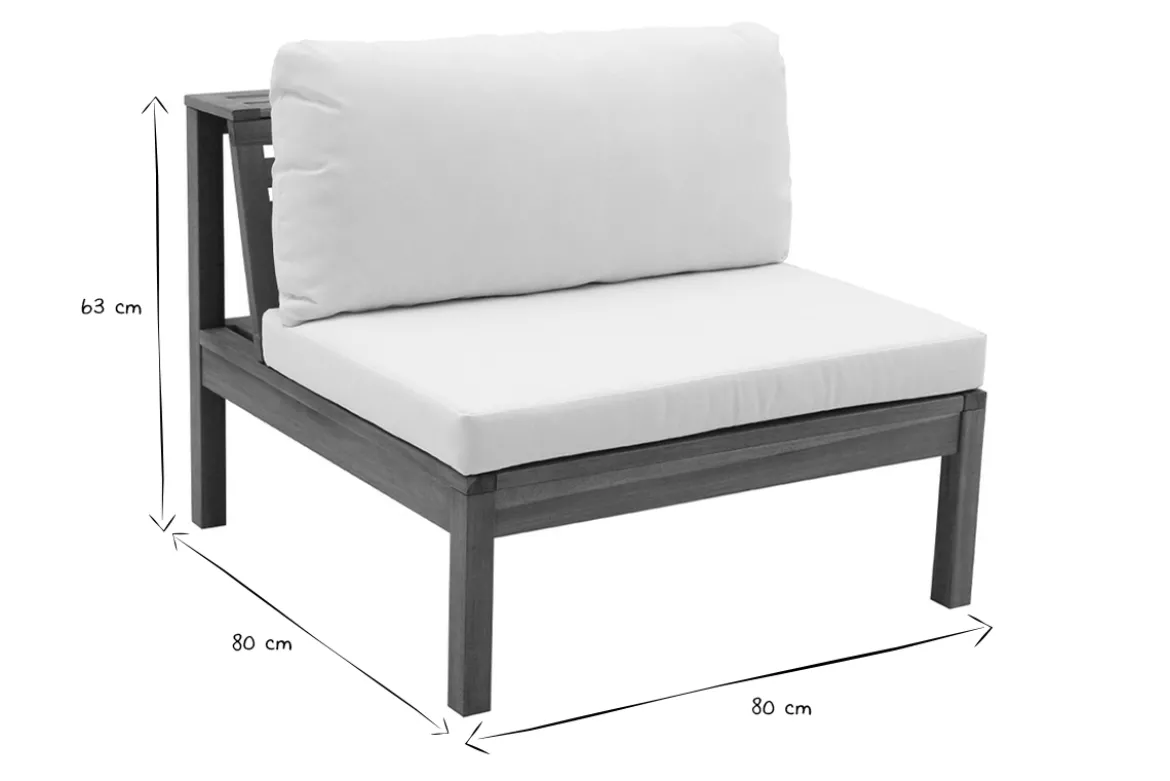 Salon de jardin d'angle 6 places en bois massif avec coussins déhoussables beige naturel BELIZE