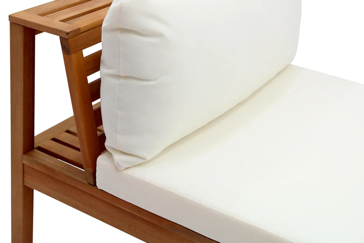 Salon de jardin d'angle 6 places en bois massif avec coussins déhoussables beige naturel BELIZE