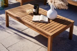 Salon de jardin d'angle 6 places en bois massif avec coussins déhoussables beige naturel BELIZE