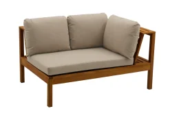 Salon de jardin d'angle 6 places en bois massif avec coussins déhoussables taupe BELIZE