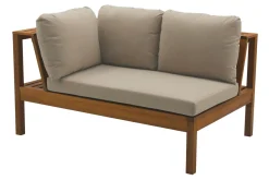 Salon de jardin d'angle 6 places en bois massif avec coussins déhoussables taupe BELIZE