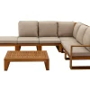 Salon de jardin d'angle 6-8 places en bois massif avec coussins déhoussables taupe SALSA