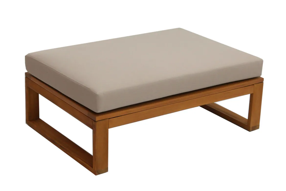 Salon de jardin d'angle 6-8 places en bois massif avec coussins déhoussables taupe SALSA