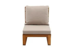 Salon de jardin d'angle 6-8 places en bois massif avec coussins déhoussables taupe SALSA