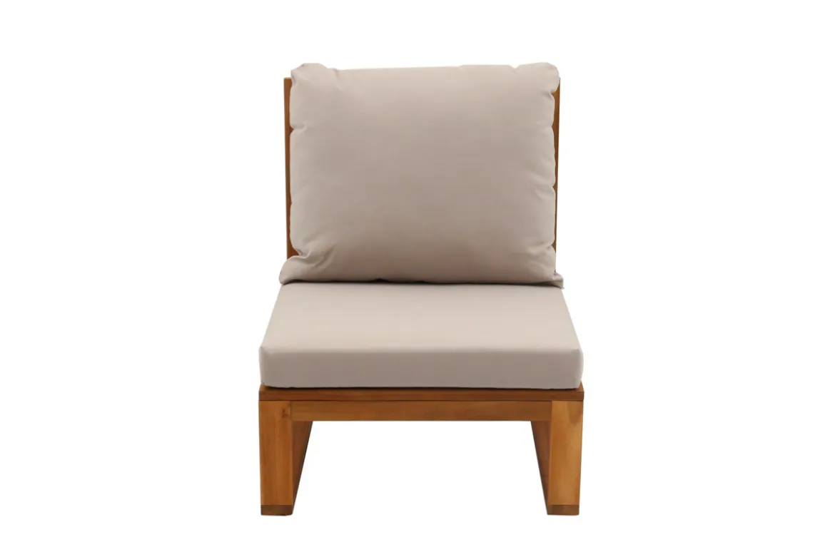 Salon de jardin d'angle 6-8 places en bois massif avec coussins déhoussables taupe SALSA