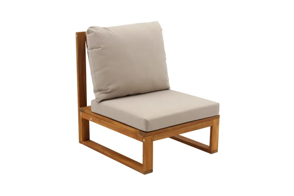 Salon de jardin d'angle 6-8 places en bois massif avec coussins déhoussables taupe SALSA