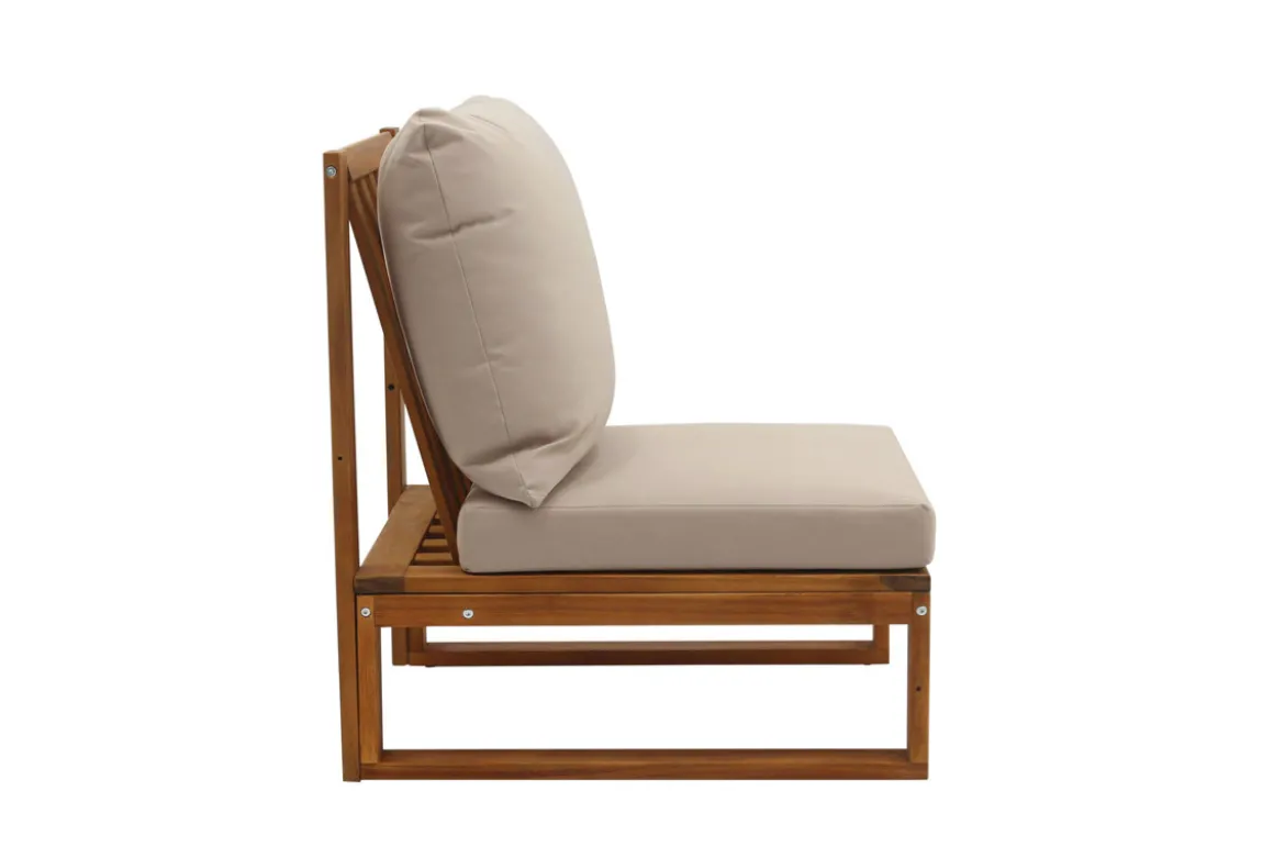 Salon de jardin d'angle 6-8 places en bois massif avec coussins déhoussables taupe SALSA