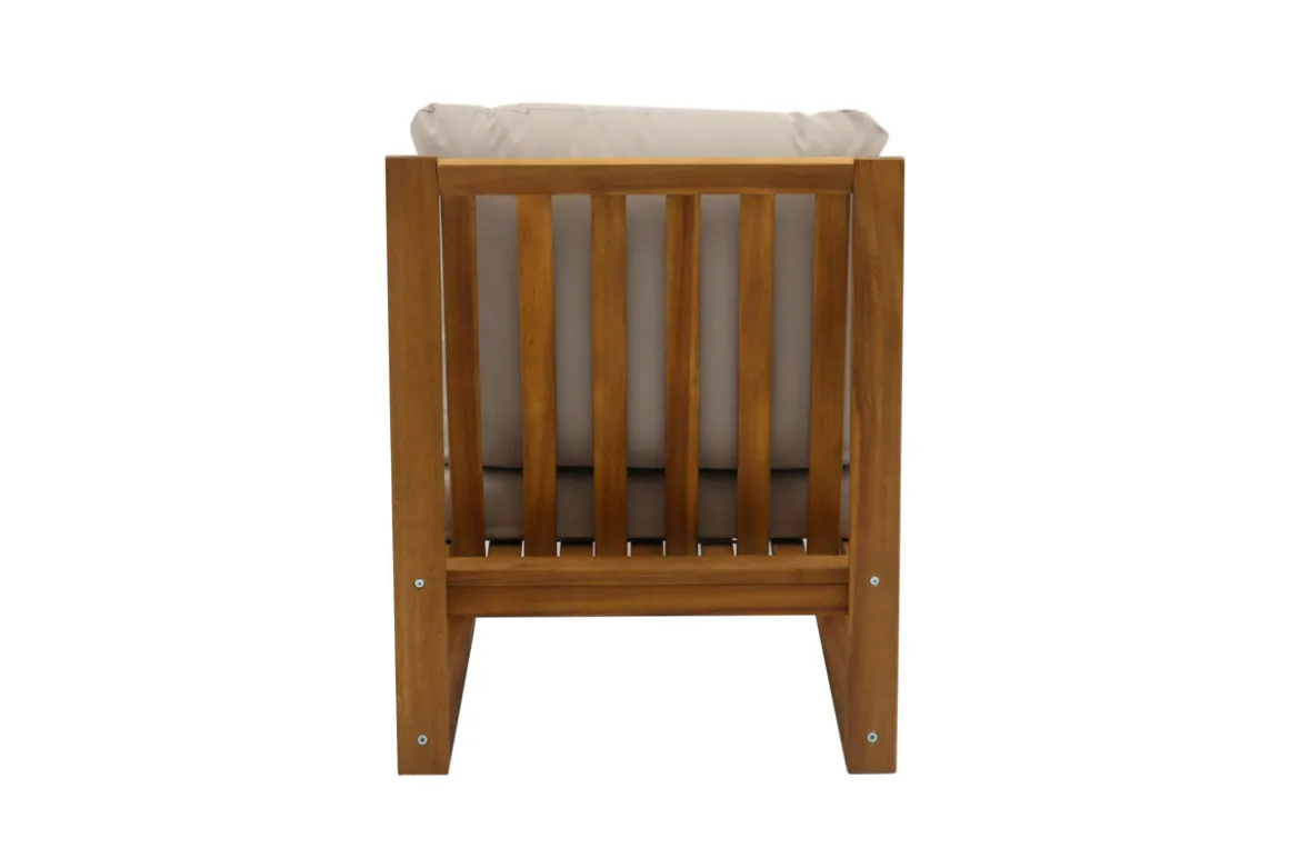 Salon de jardin d'angle 6-8 places en bois massif avec coussins déhoussables taupe SALSA