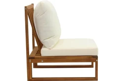 Salon de jardin d'angle 6-8 places en bois massif avec coussins déhoussables beige naturel SALSA