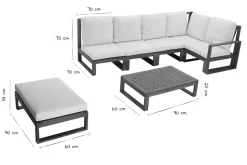 Salon de jardin d'angle 6-8 places en bois massif avec coussins déhoussables beige naturel SALSA