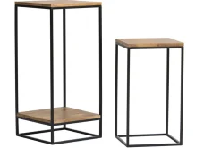 Sellettes gigognes en bois manguier massif et métal noir L34 cm (lot de 2) IGGY