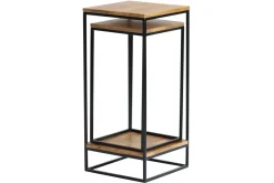 Sellettes gigognes en bois manguier massif et métal noir L34 cm (lot de 2) IGGY