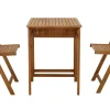 Set de 2 chaises pliantes et 1 table de balcon rabattable avec rangement en bois massif PRADO