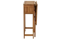 Set de 2 chaises pliantes et 1 table de balcon rabattable avec rangement en bois massif PRADO