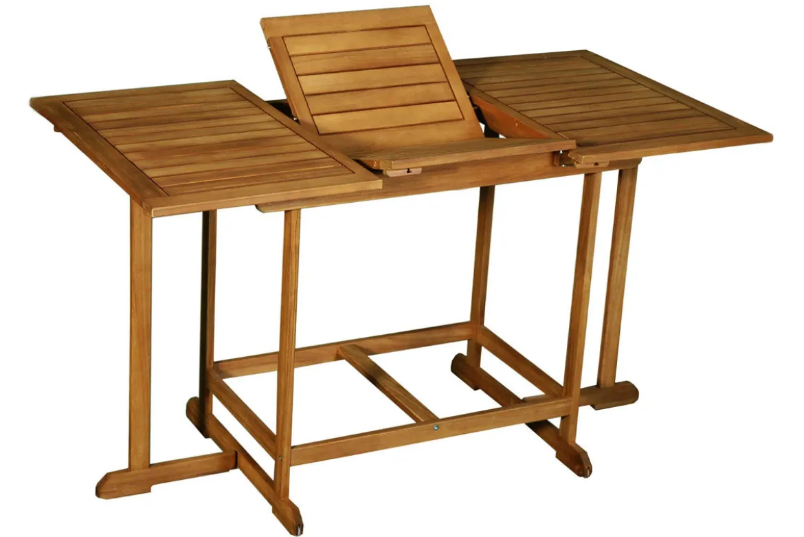 Set d'une table extensible avec rangements et de 4 chaises pliantes en bois massif CARMEN