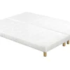 Sommiers tapissiers tissu blanc pieds bois 90 x 200 cm (lot de 2) JAMI