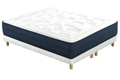 Sommiers tapissiers tissu blanc pieds bois 90 x 200 cm (lot de 2) JAMI