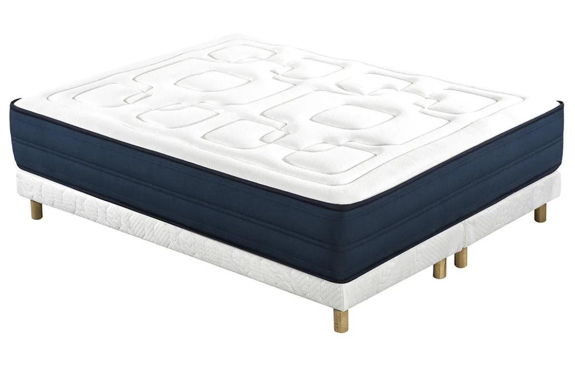 Sommiers tapissiers tissu blanc pieds bois 90 x 200 cm (lot de 2) JAMI
