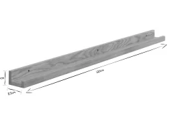 Support mural cadres photos - étagère linéaire en bois clair chêne L120 cm LINEA