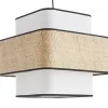 Suspension cube en tissu lin blanc et rabane naturelle L35 cm TERA