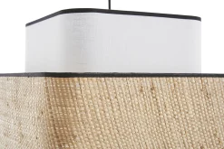 Suspension cube en tissu lin blanc et rabane naturelle L35 cm TERA