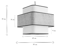 Suspension cube en tissu lin blanc et rabane naturelle L35 cm TERA