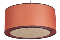 Suspension cylindrique en lin brique et rabane naturelle D50 cm TRAVES