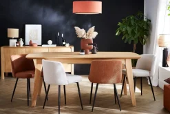 Suspension cylindrique en lin brique et rabane naturelle D50 cm TRAVES