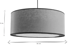 Suspension cylindrique en lin brique et rabane naturelle D50 cm TRAVES