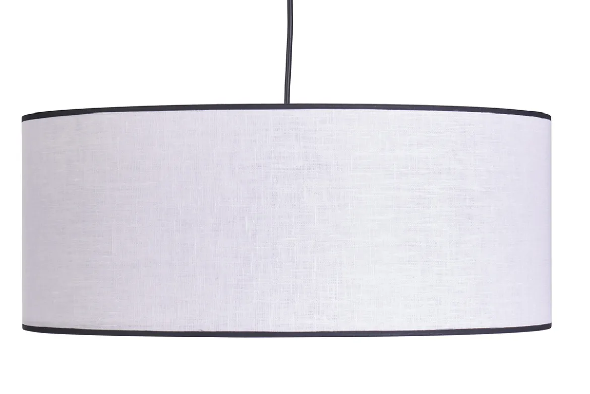 Suspension cylindrique en lin blanc et rabane naturelle D50 cm TRAVES