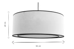 Suspension cylindrique en lin blanc et rabane naturelle D50 cm TRAVES
