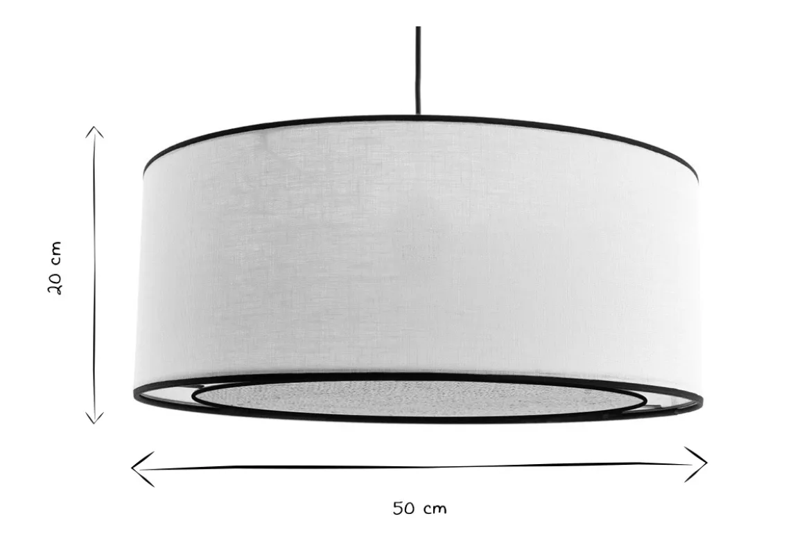Suspension cylindrique en lin blanc et rabane naturelle D50 cm TRAVES