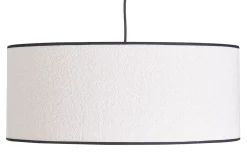 Suspension cylindrique en tissu effet laine bouclée blanc et rabane naturelle D50 cm TRAVES