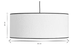 Suspension cylindrique en tissu effet laine bouclée blanc et rabane naturelle D50 cm TRAVES